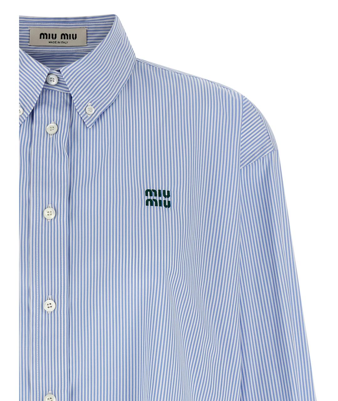 MIU MIU Голубая хлопковая рубашка, фото 3