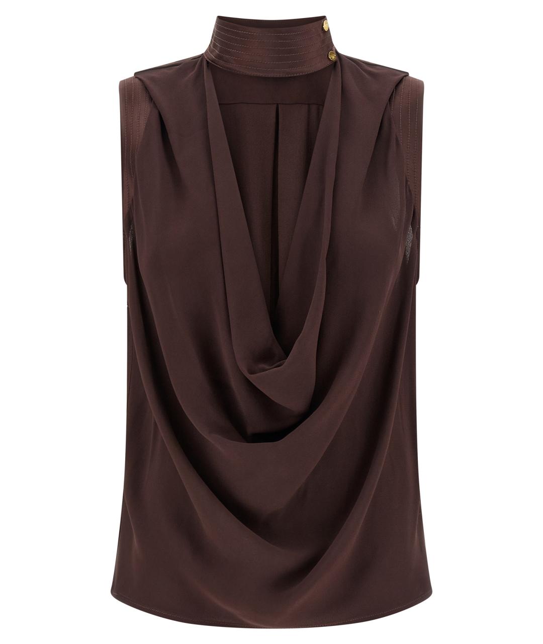 ELISABETTA FRANCHI Коричневая вискозная блузы, фото 1