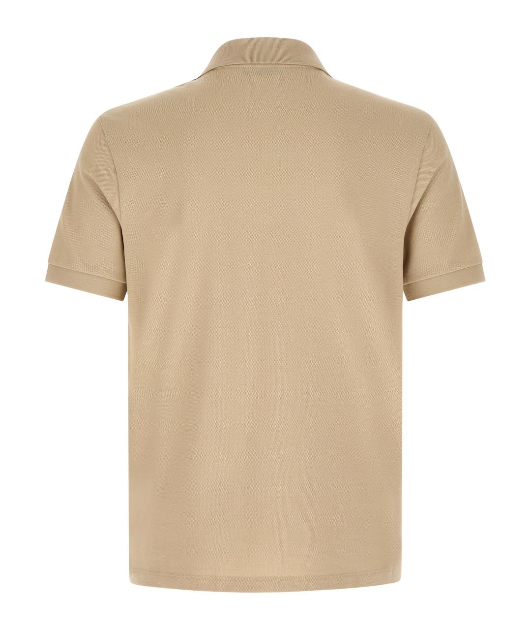 MONCLER Бежевое хлопковое поло с коротким рукавом, фото 2
