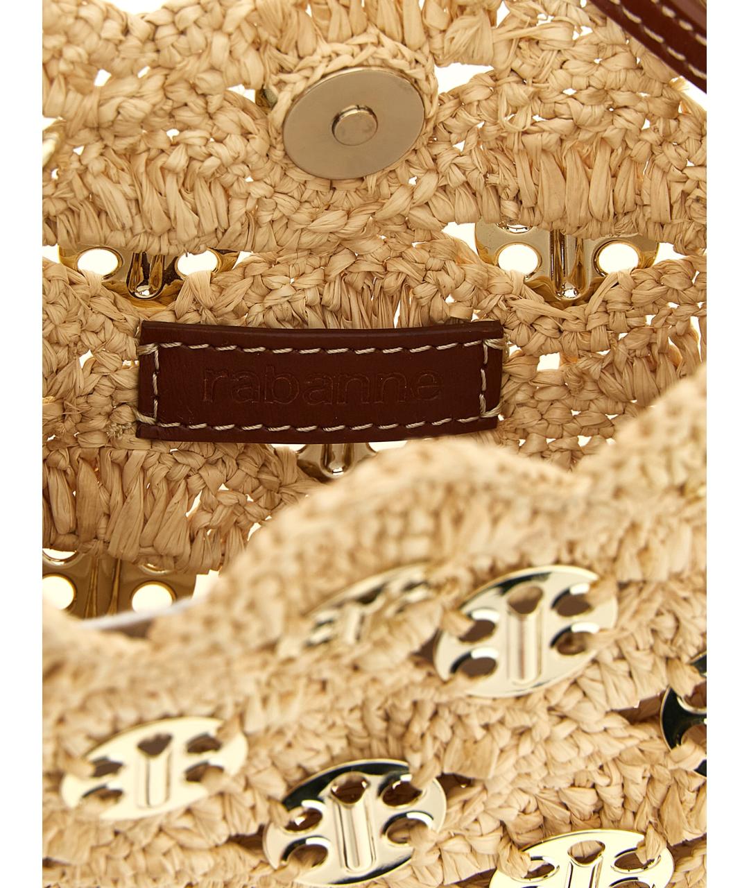 PACO RABANNE Бежевая пелетеная сумка через плечо, фото 4