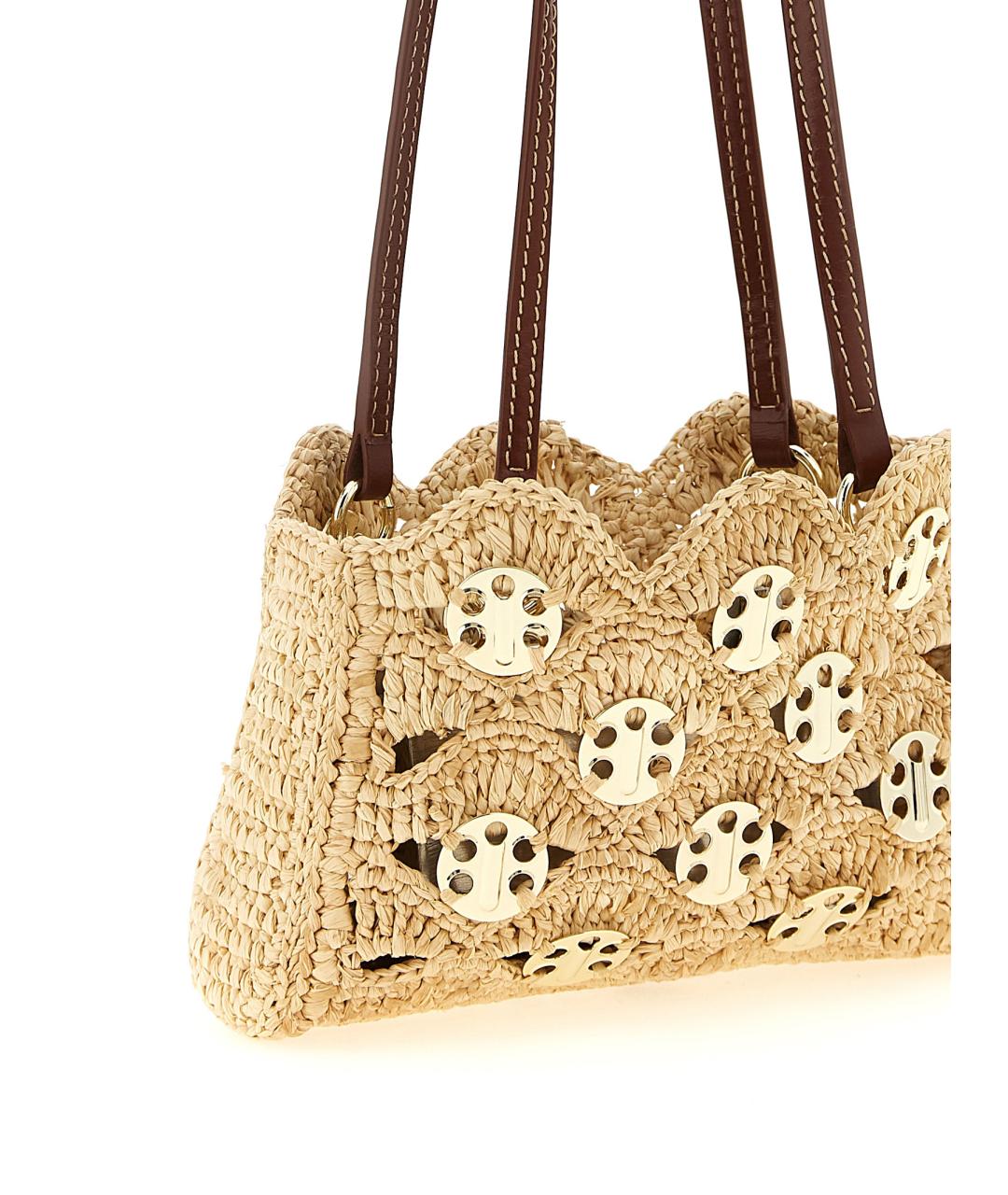 PACO RABANNE Бежевая пелетеная сумка через плечо, фото 3