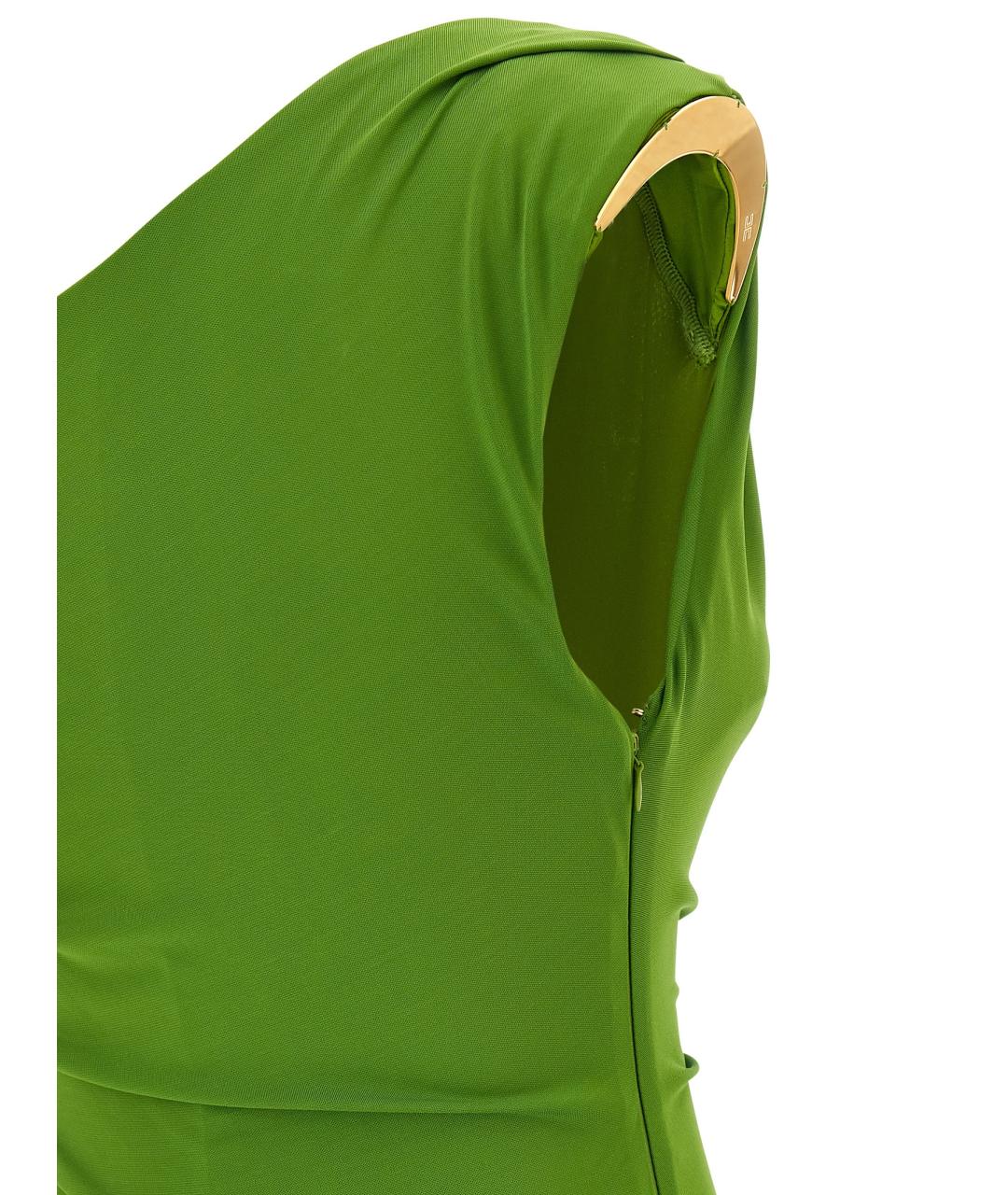 ELISABETTA FRANCHI Зеленые вискозное коктейльное платье, фото 5