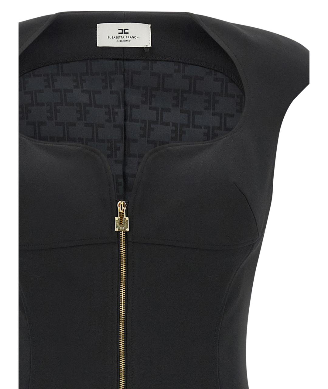 ELISABETTA FRANCHI Черное полиэстеровое платье, фото 3