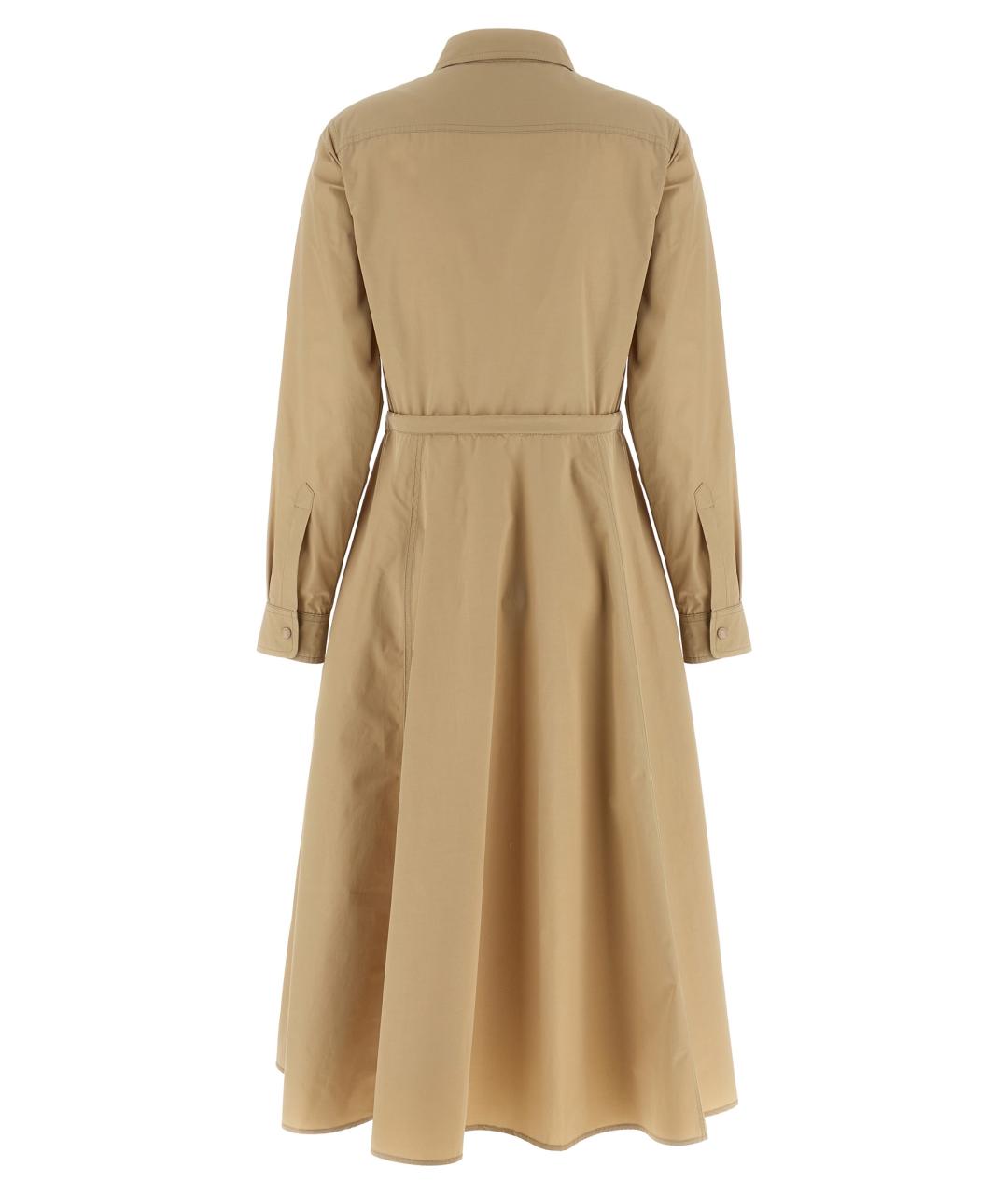 MONCLER Бежевое полиэстеровое повседневное платье, фото 2