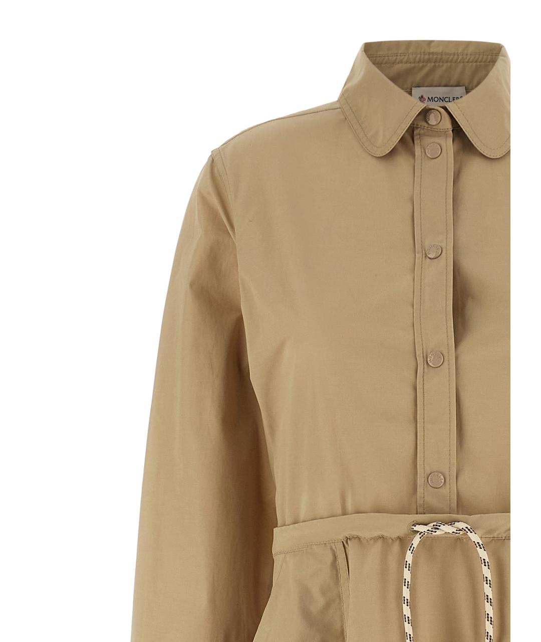 MONCLER Бежевое полиэстеровое повседневное платье, фото 3