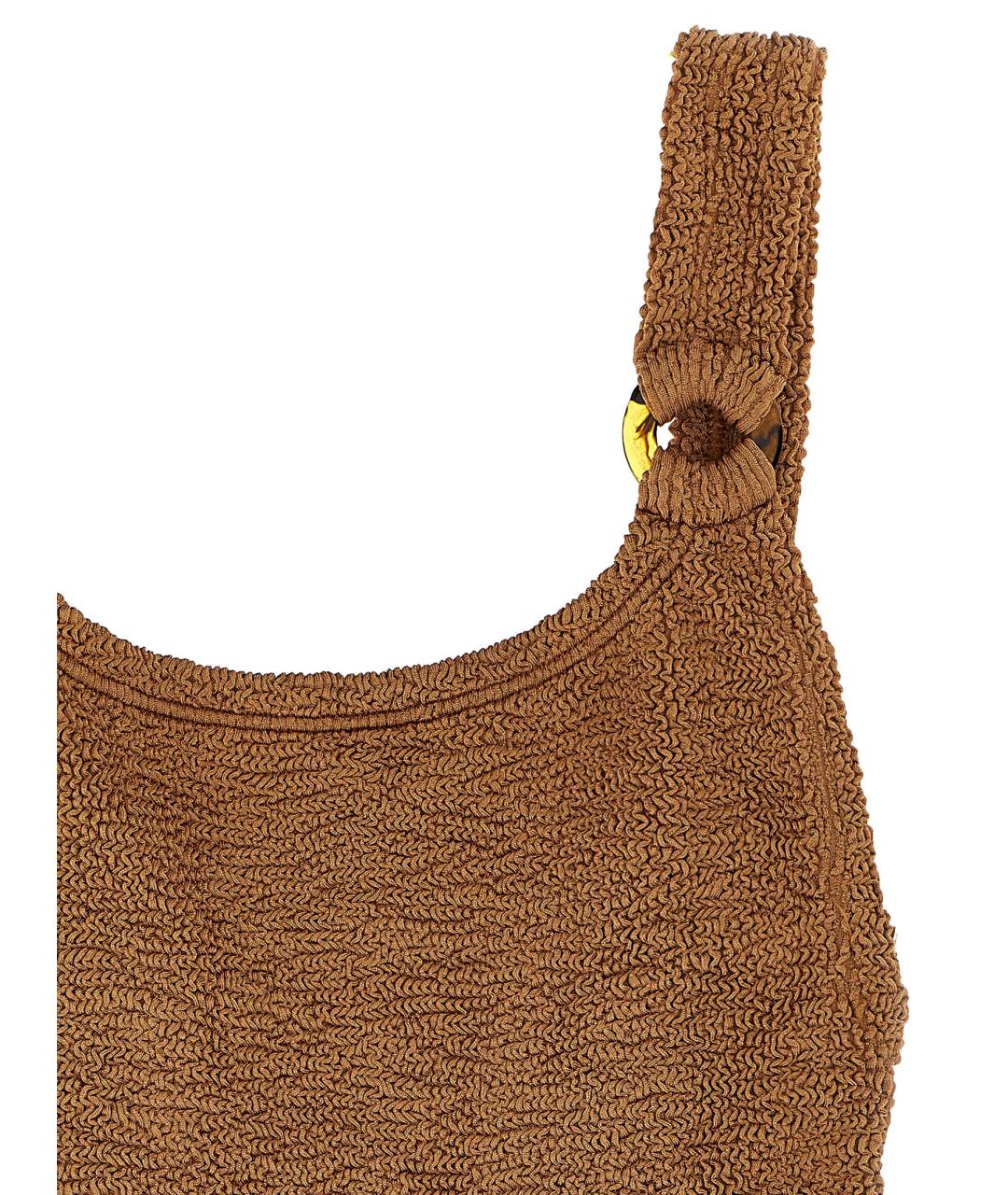 HUNZA G Бежевый полиамидовый купальник, фото 3