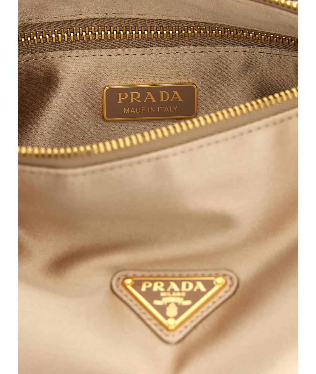 PRADA Бежевая тканевая сумка через плечо, фото 4