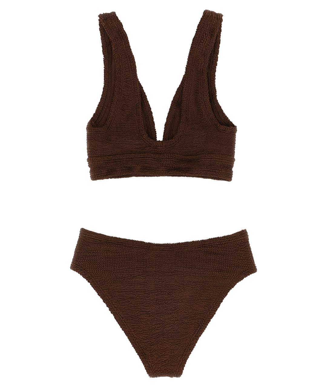 HUNZA G Коричневый полиамидовый купальник, фото 2