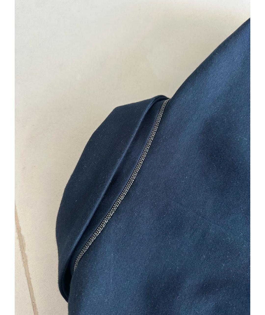 BRUNELLO CUCINELLI Темно-синий хлопко-эластановый жакет/пиджак, фото 4