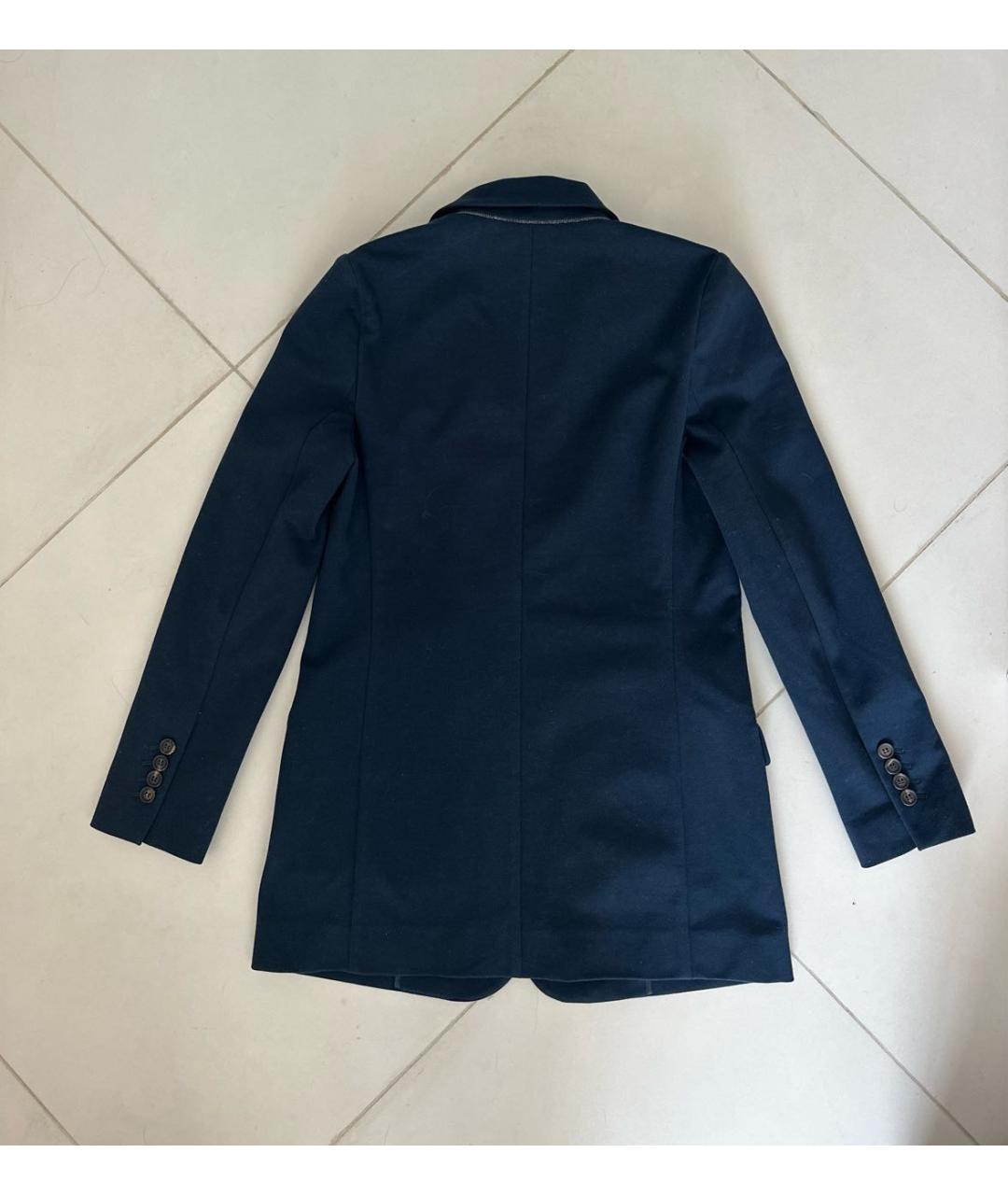 BRUNELLO CUCINELLI Темно-синий хлопко-эластановый жакет/пиджак, фото 2