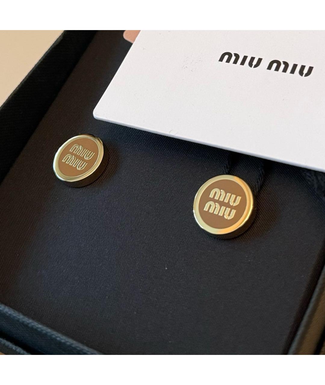 MIU MIU Бежевые металлические серьги, фото 2