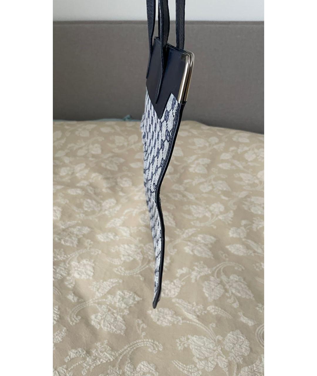 GUCCI Темно-синяя хлопковая сумка тоут, фото 5