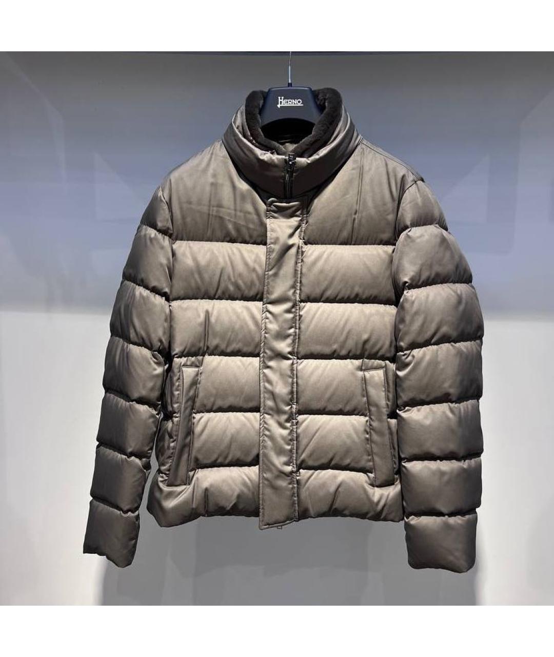 HERNO Бежевый полиамидовый пуховик, фото 2