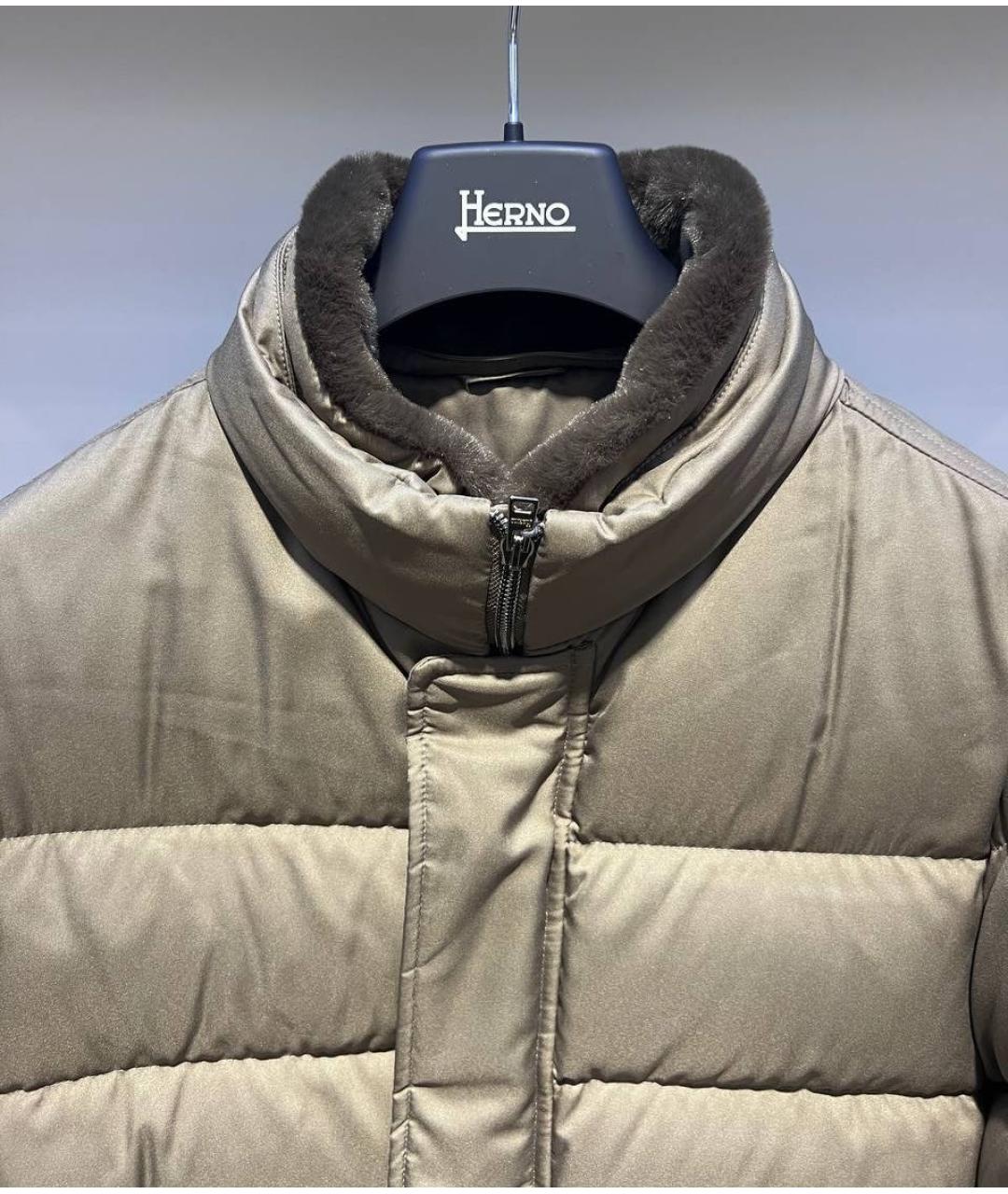 HERNO Бежевый полиамидовый пуховик, фото 4