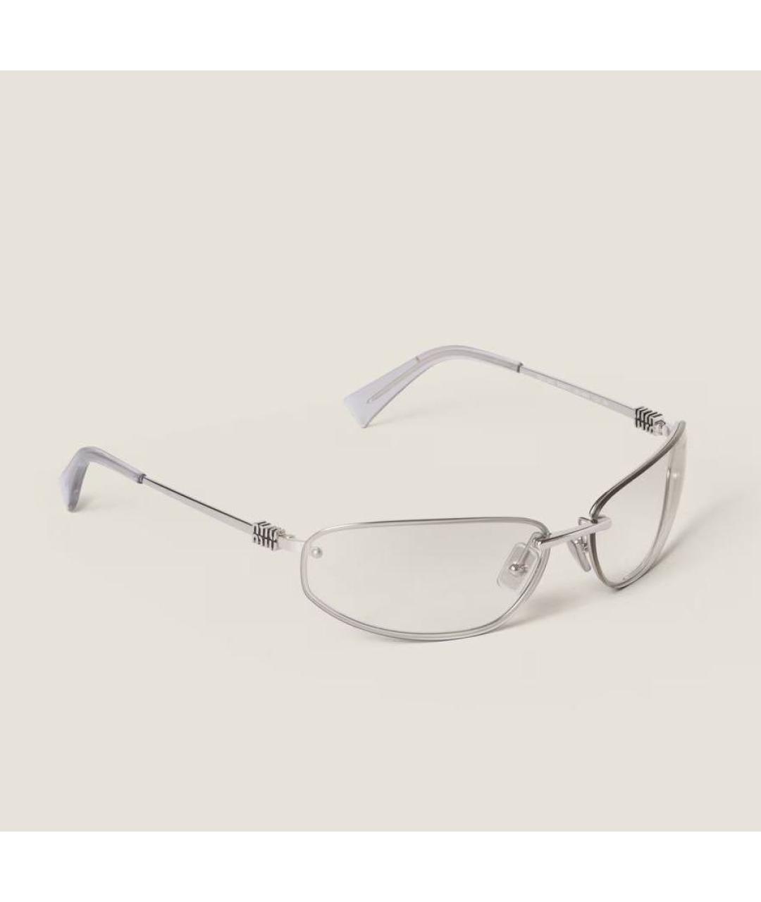 MIU MIU Серебряные металлические солнцезащитные очки, фото 2