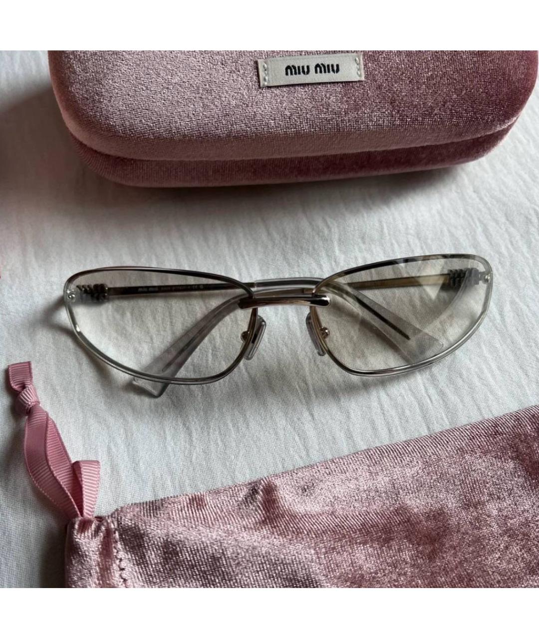 MIU MIU Серебряные металлические солнцезащитные очки, фото 6