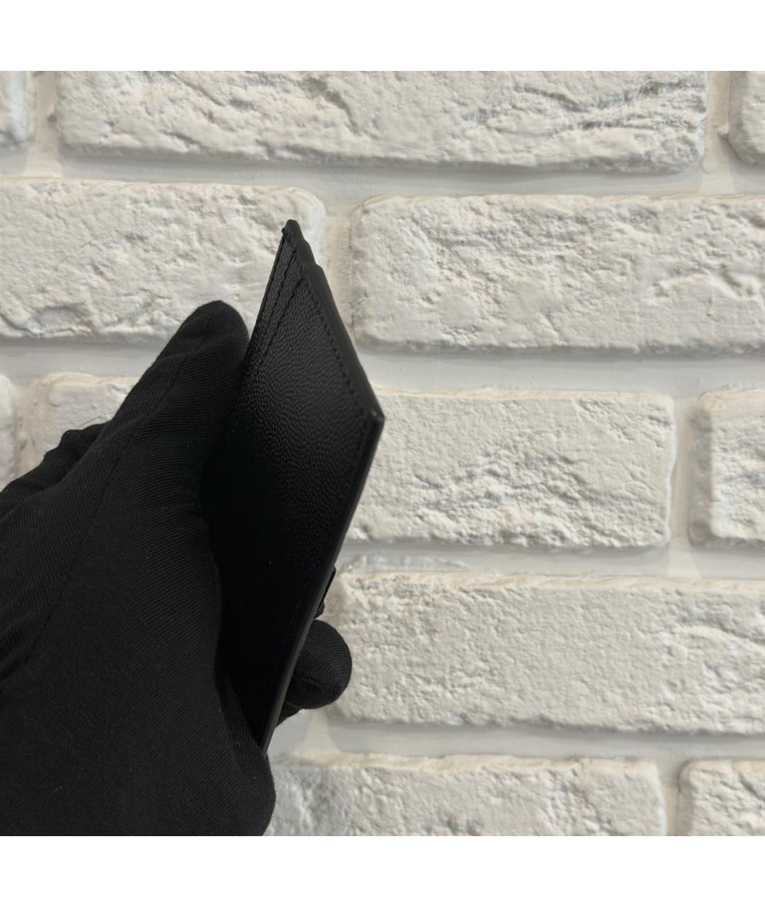 SAINT LAURENT Черный кожаный кардхолдер, фото 3