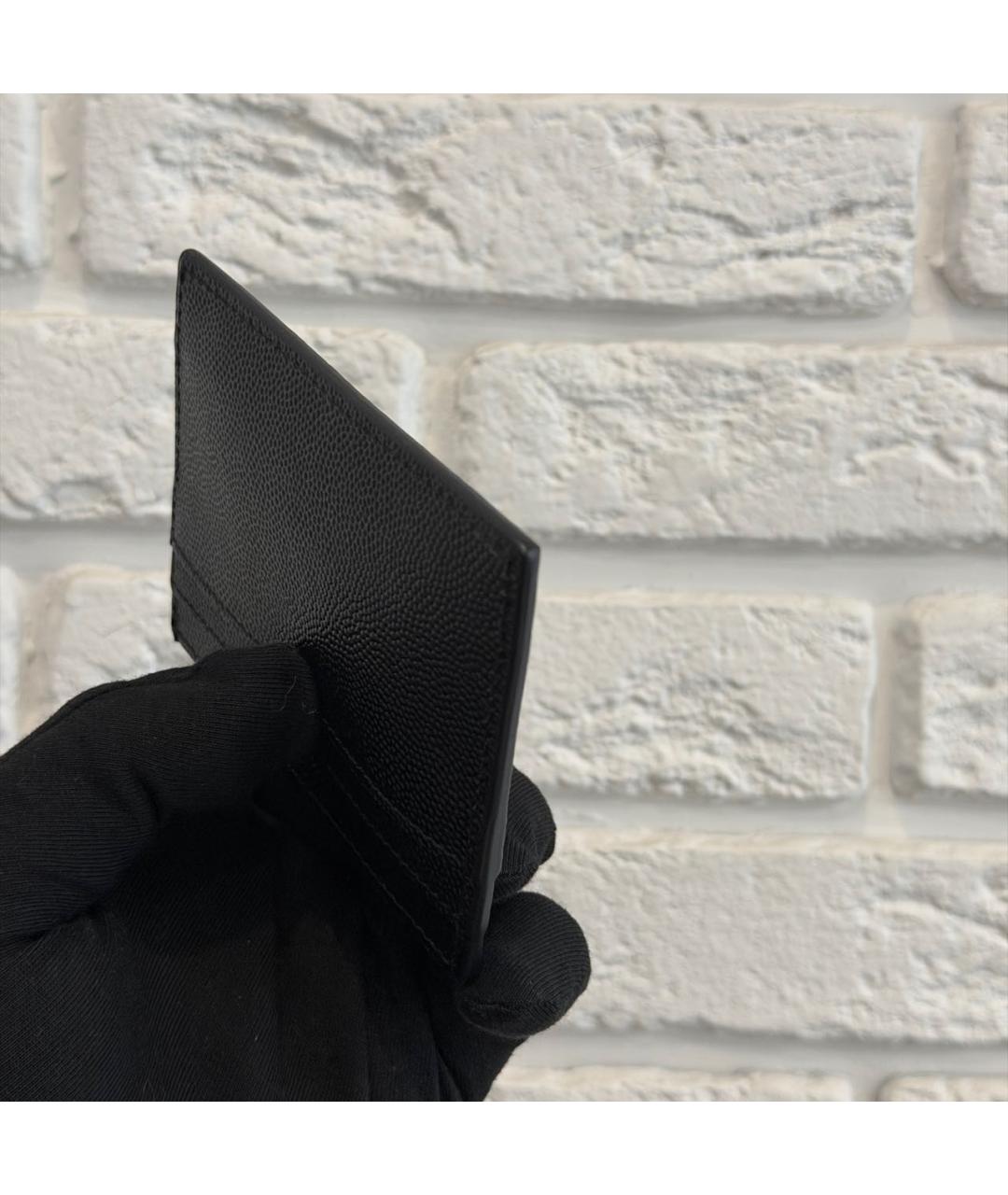 SAINT LAURENT Черный кожаный кардхолдер, фото 4