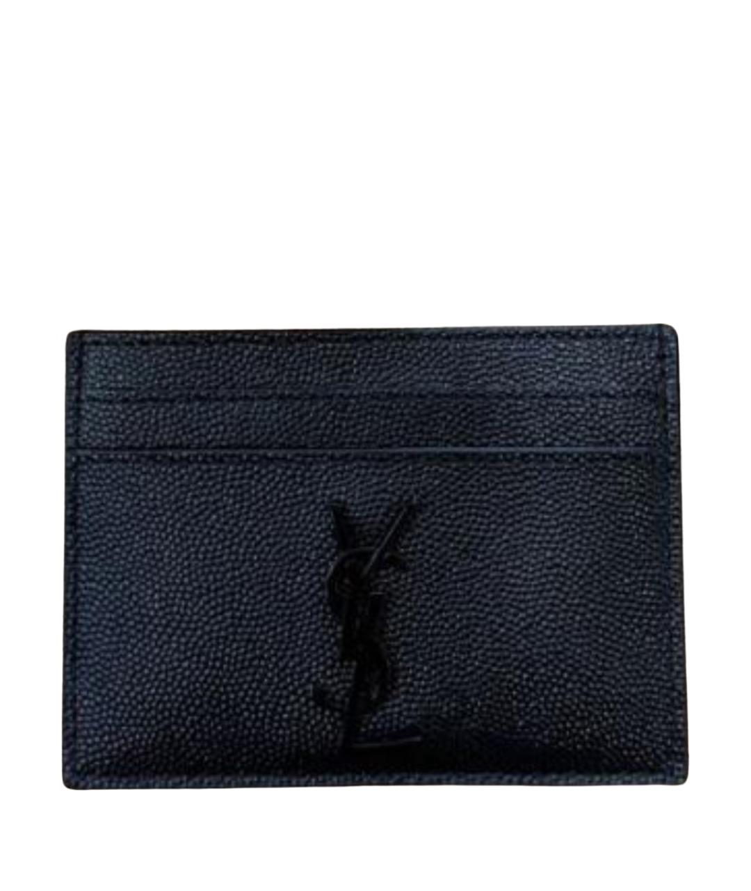 SAINT LAURENT Черный кожаный кардхолдер, фото 1