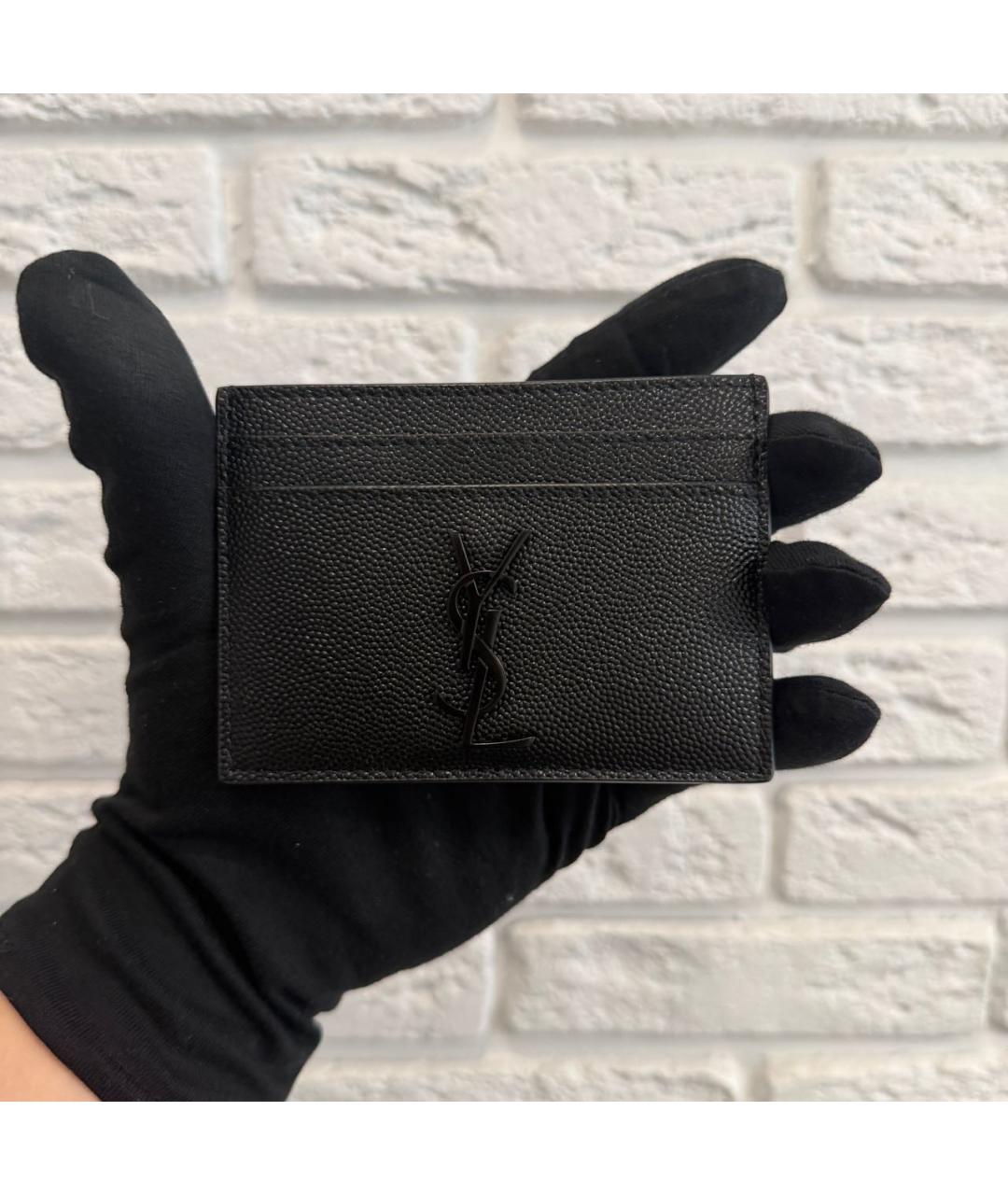 SAINT LAURENT Черный кожаный кардхолдер, фото 2