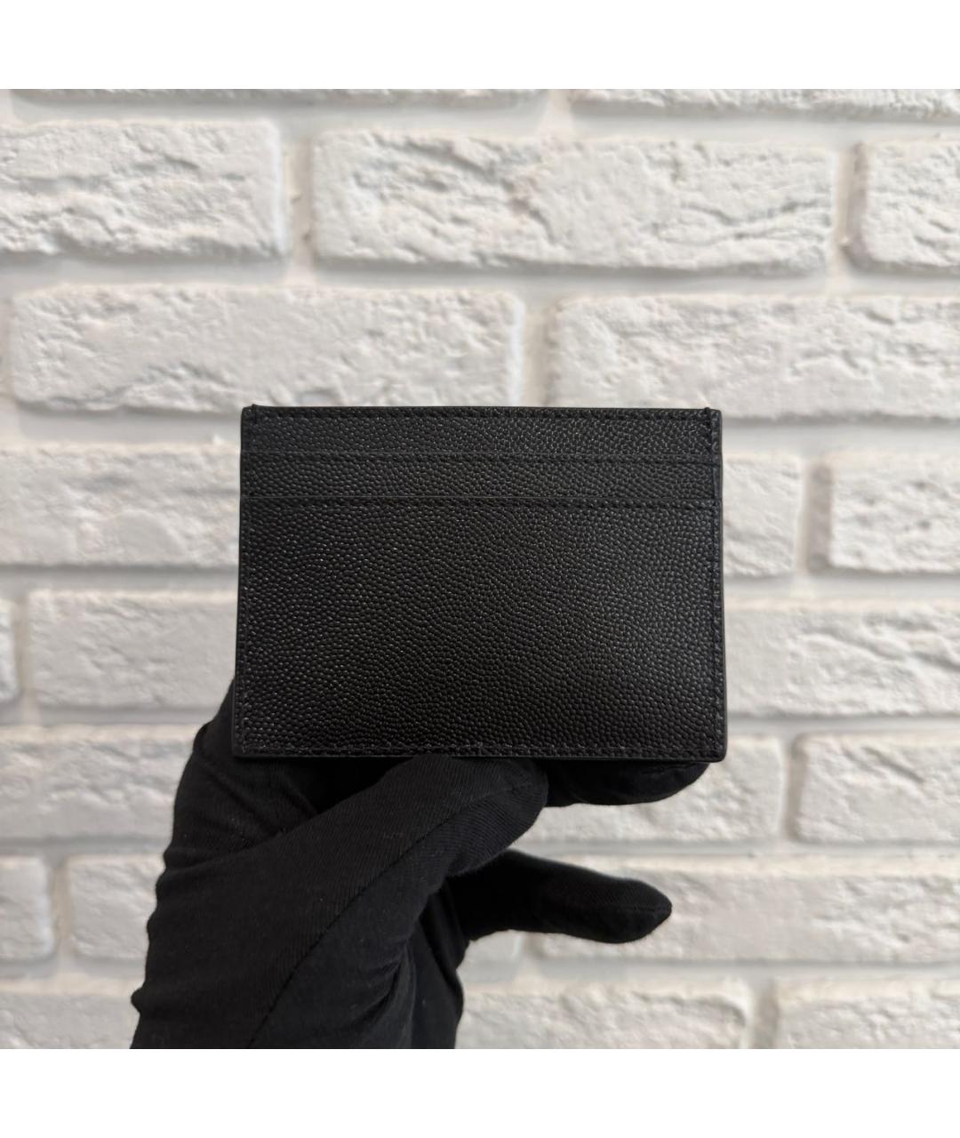 SAINT LAURENT Черный кожаный кардхолдер, фото 5