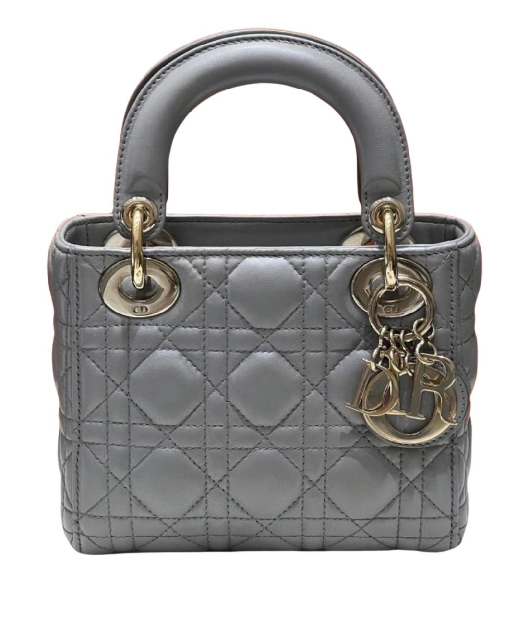 CHRISTIAN DIOR Серая кожаная сумка с короткими ручками, фото 1