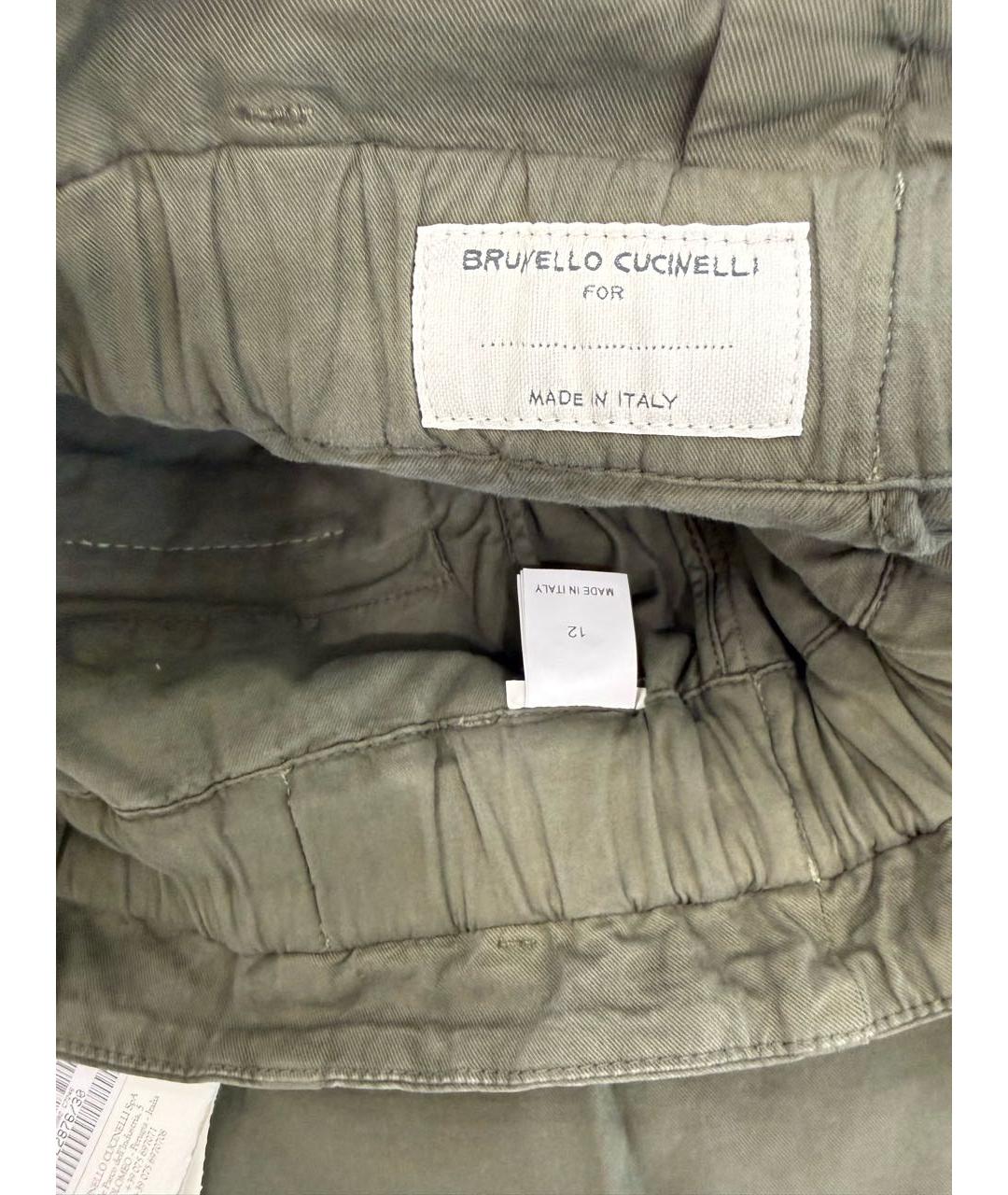 BRUNELLO CUCINELLI Хаки хлопковые брюки и шорты, фото 4
