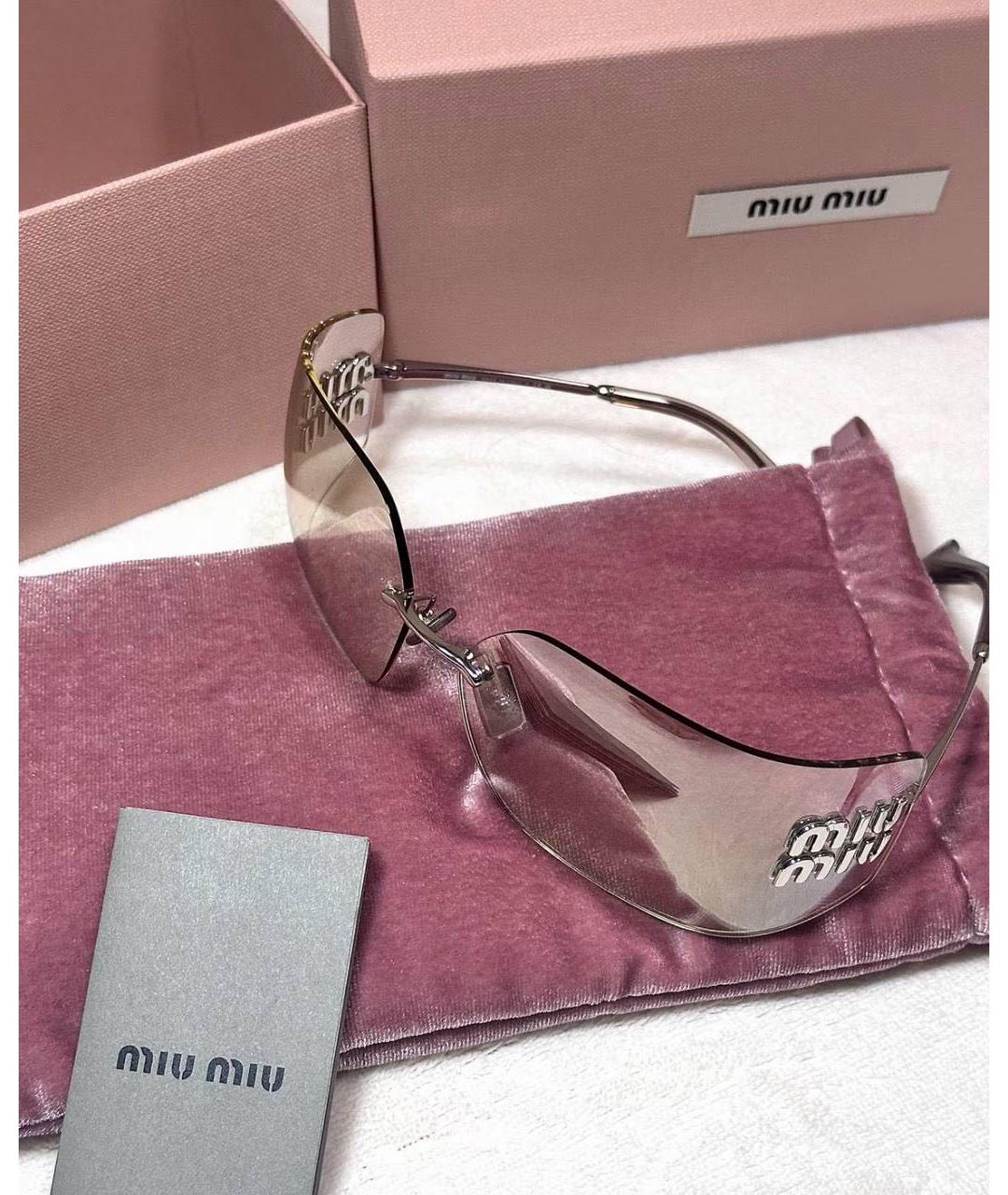 MIU MIU Розовые металлические солнцезащитные очки, фото 2