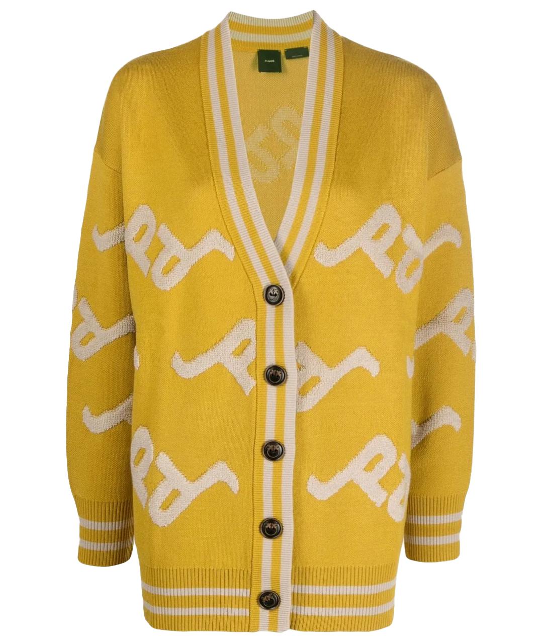 PINKO Горчичный шерстяной кардиган, фото 1