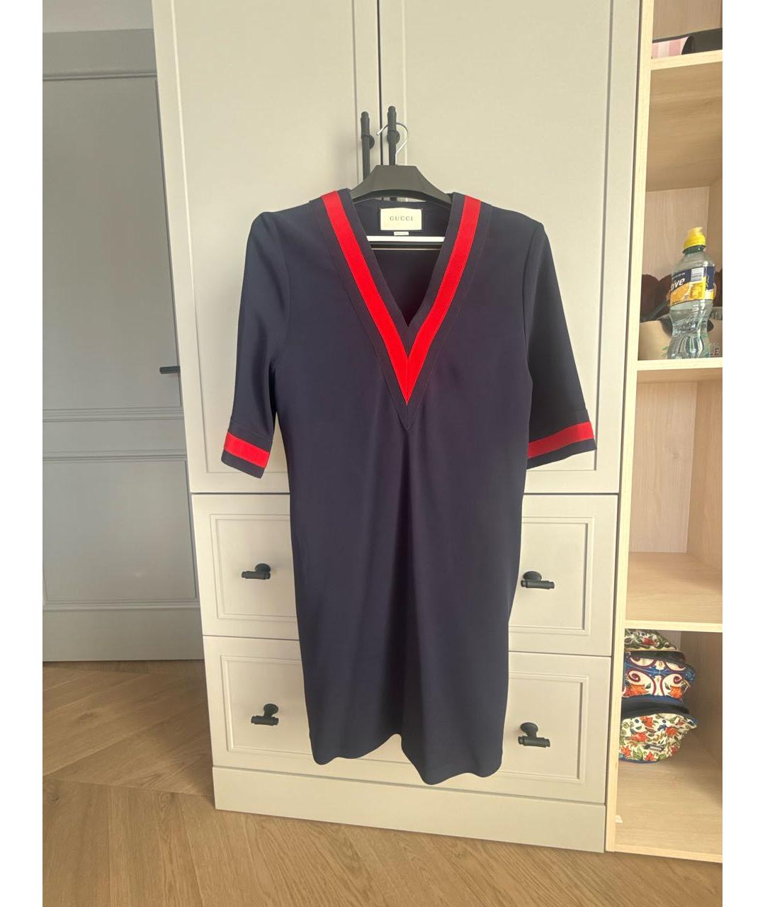 GUCCI Темно-синее повседневное платье, фото 5