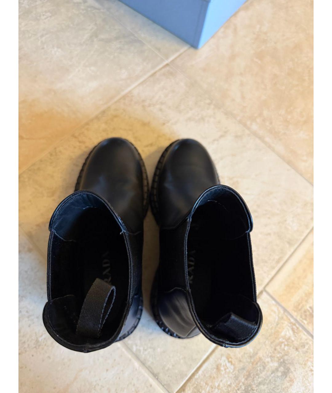 PRADA Черные кожаные ботинки, фото 3