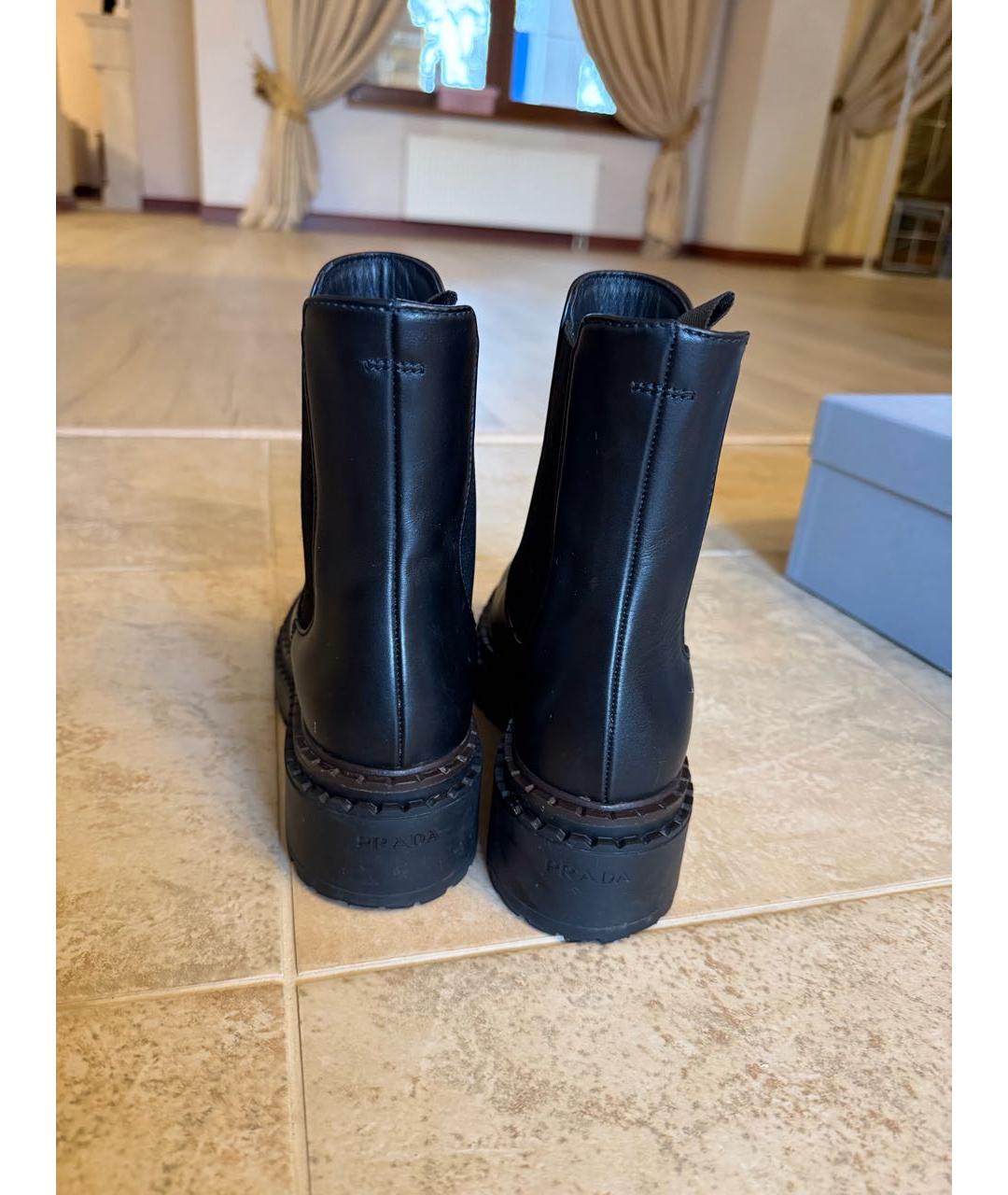 PRADA Черные кожаные ботинки, фото 4
