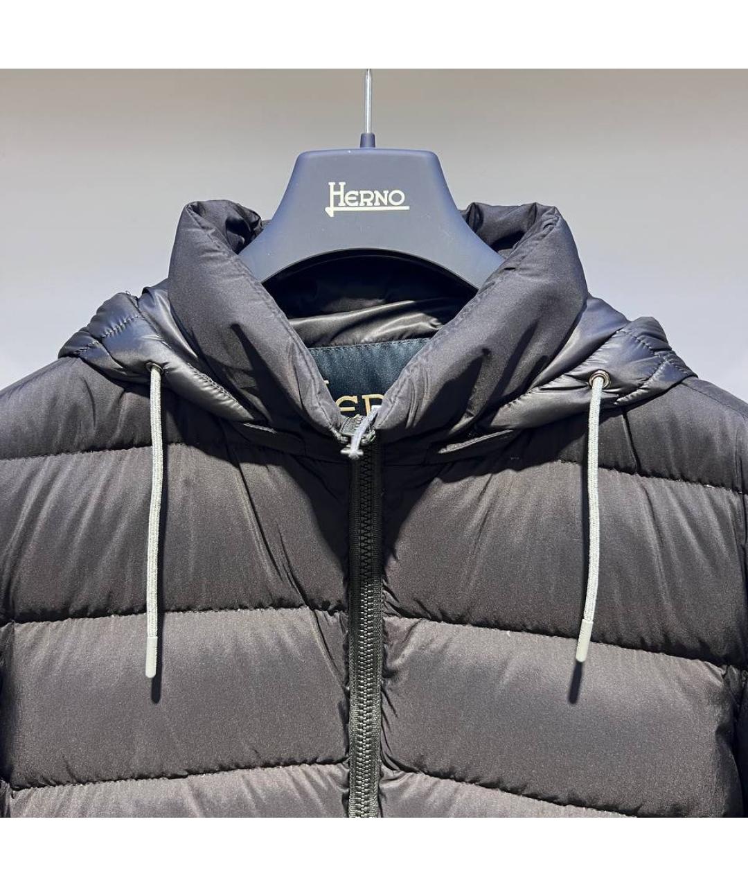 HERNO Черный полиамидовый пуховик, фото 3