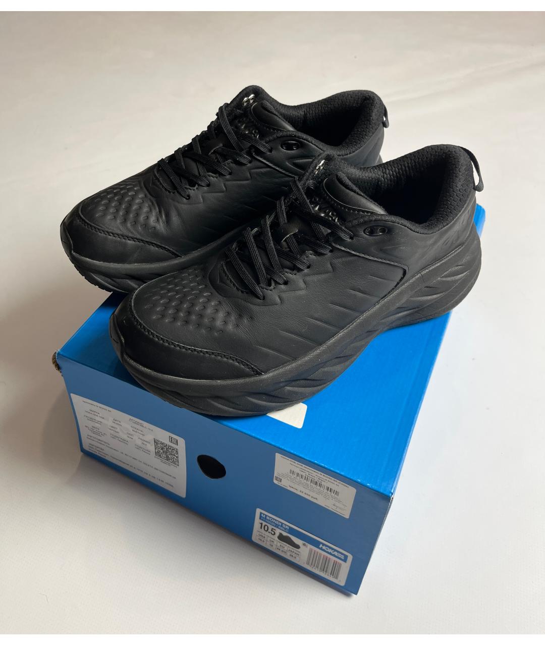 HOKA Черные кожаные высокие кроссовки / кеды, фото 2