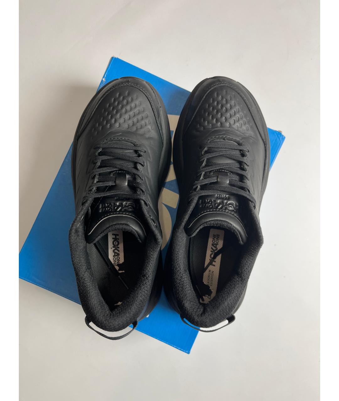 HOKA Черные кожаные высокие кроссовки / кеды, фото 4