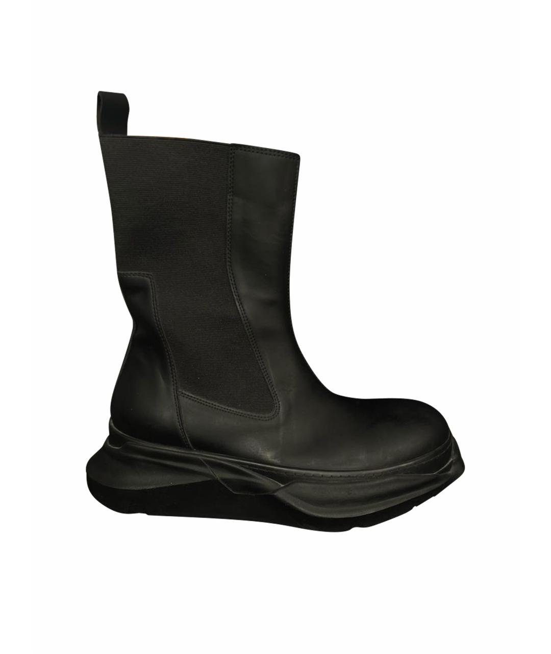 RICK OWENS Черные кожаные высокие ботинки, фото 1