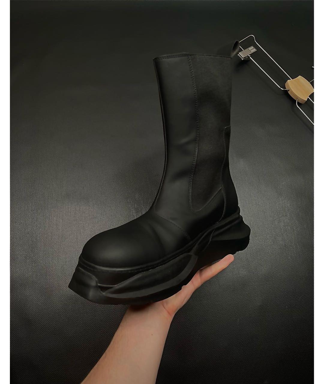 RICK OWENS Черные кожаные высокие ботинки, фото 5