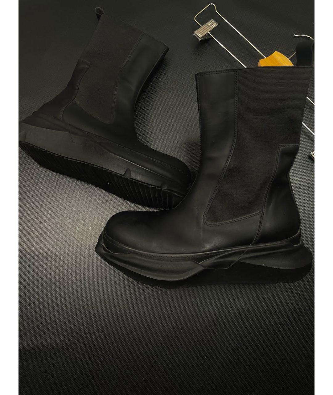 RICK OWENS Черные кожаные высокие ботинки, фото 2