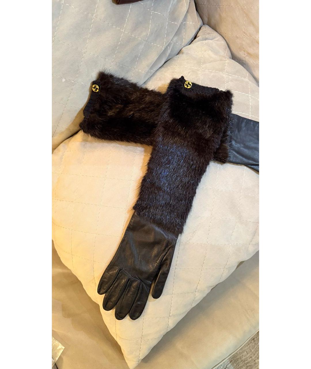 GUCCI Черные кожаные перчатки, фото 4