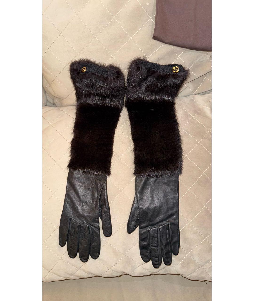 GUCCI Черные кожаные перчатки, фото 6
