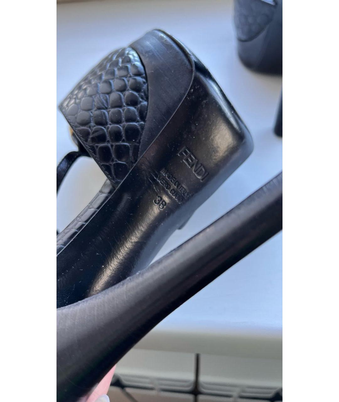 FENDI Черные босоножки из экзотической кожи, фото 5