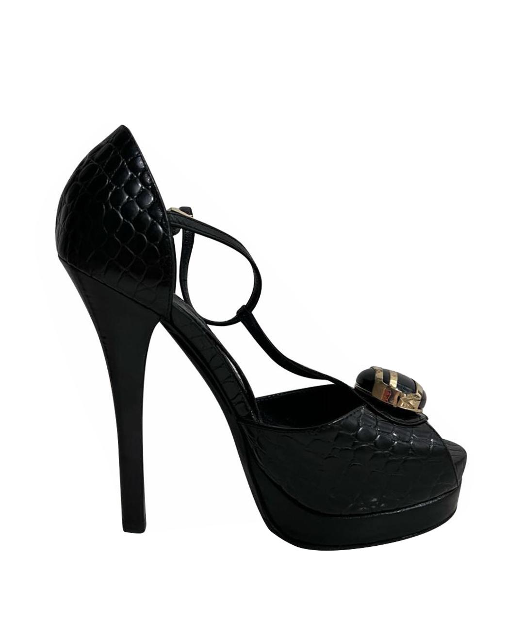 FENDI Черные босоножки из экзотической кожи, фото 1