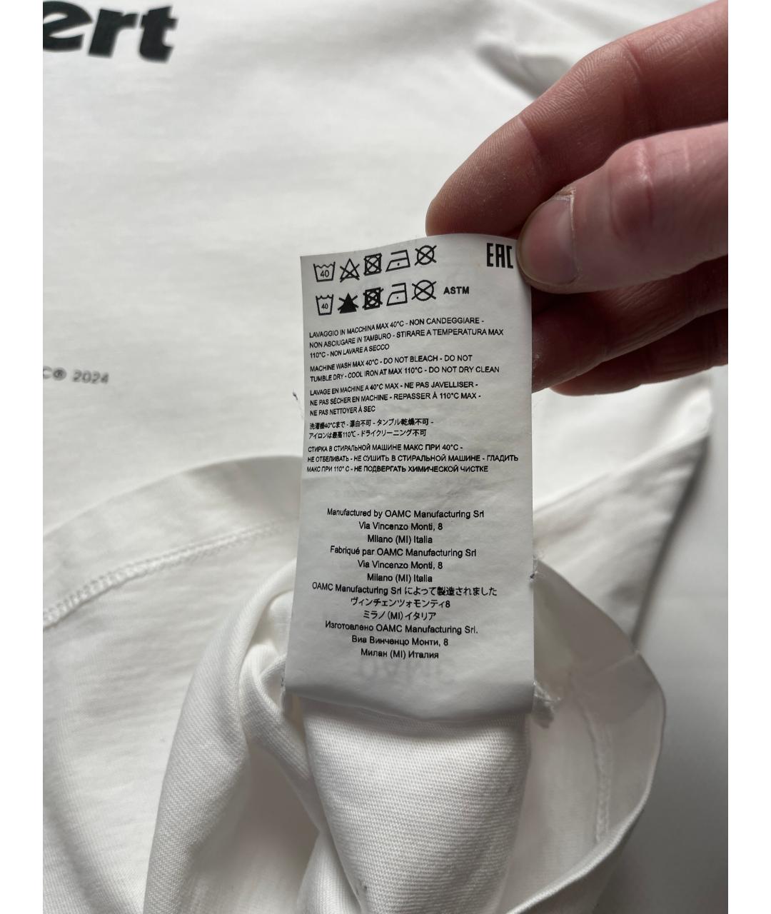 OAMC Белая хлопковая футболка, фото 6