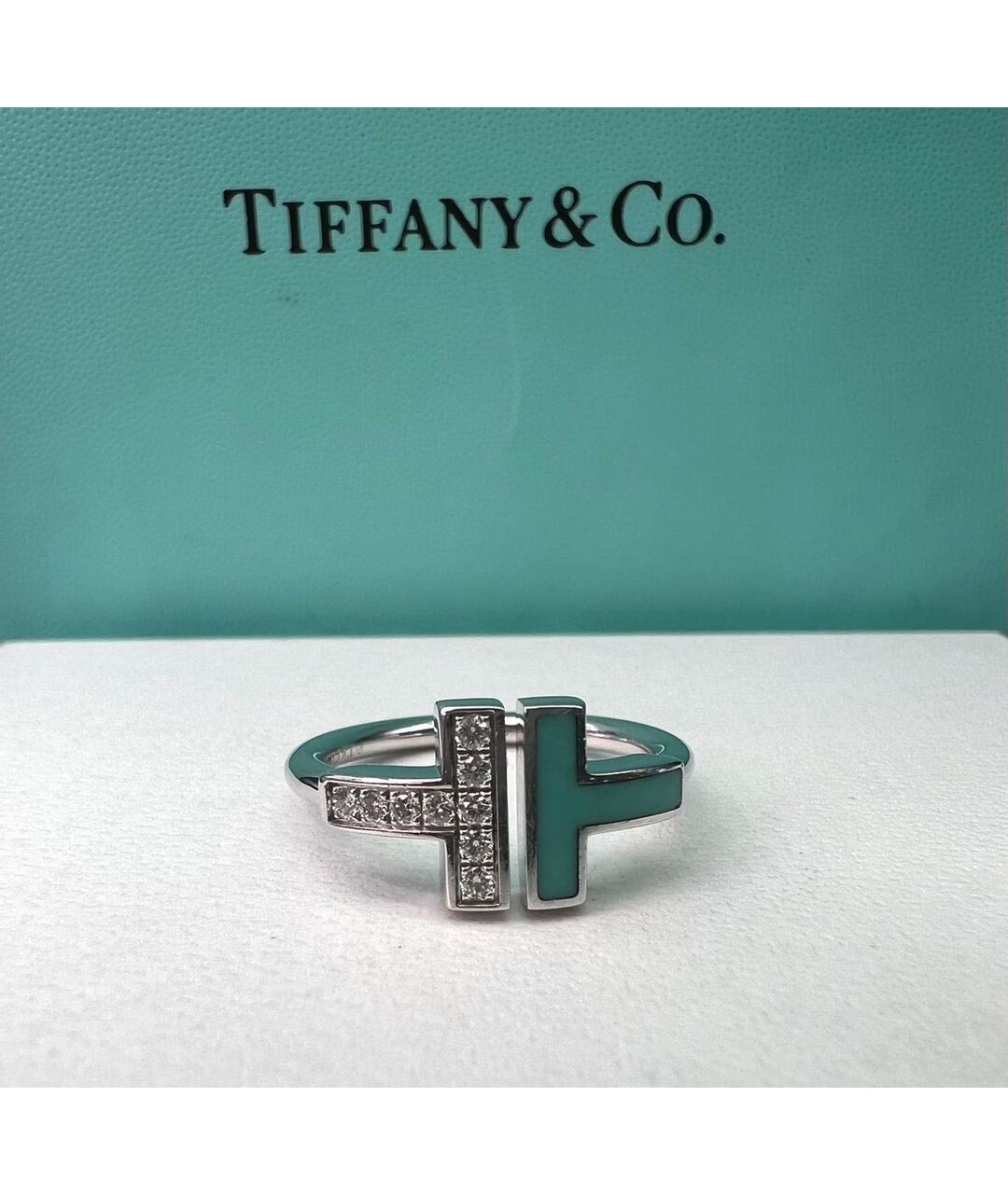 TIFFANY&CO Бирюзовое кольцо из белого золота, фото 5
