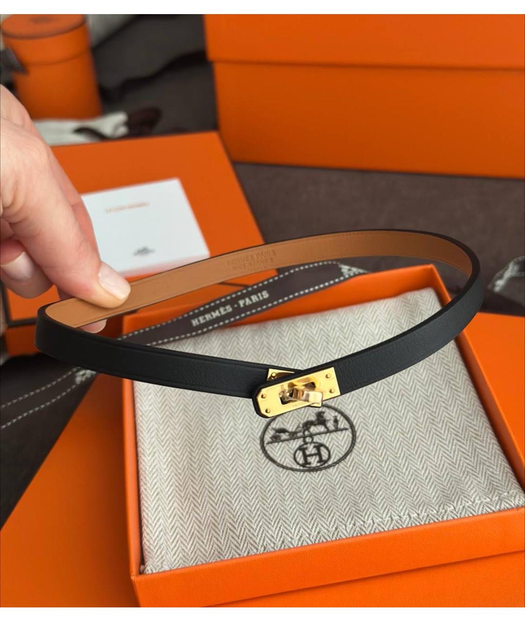 HERMES Черный кожаный чокер, фото 4