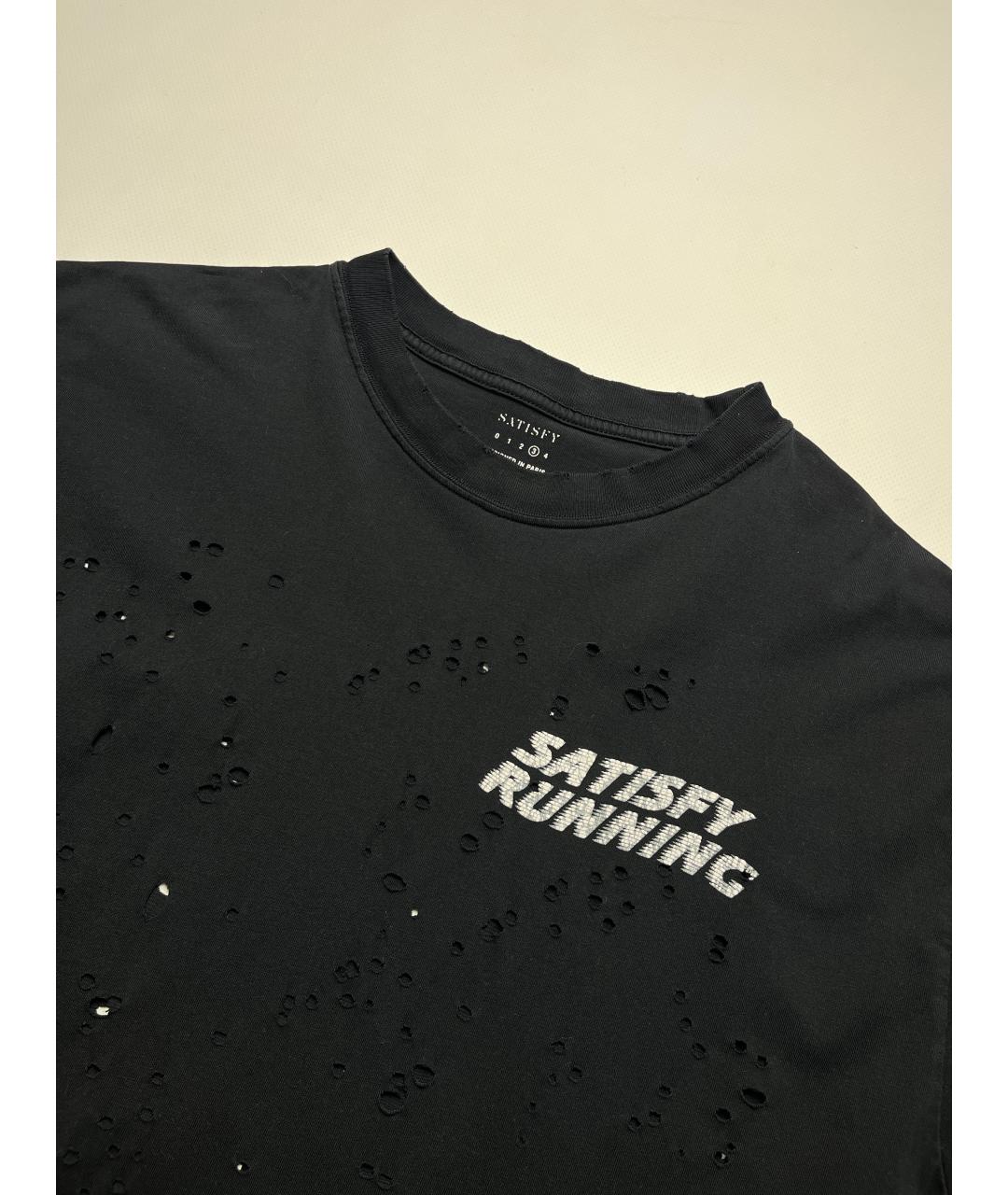 SATISFY Черная хлопковая футболка, фото 2