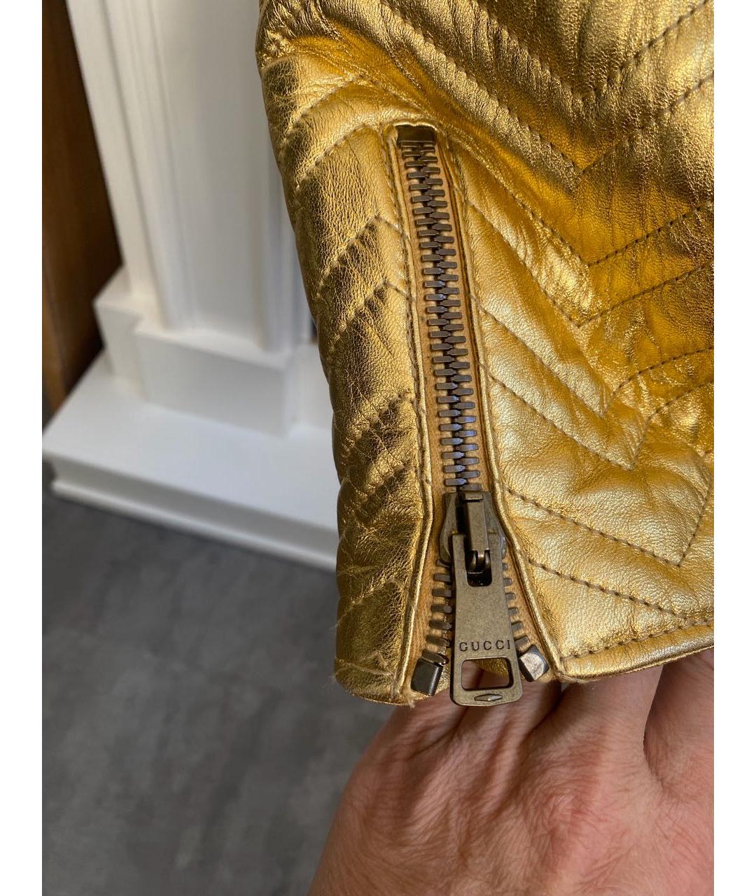 GUCCI Золотая кожаная куртка, фото 8