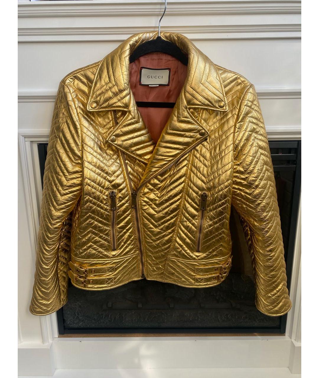 GUCCI Золотая кожаная куртка, фото 9