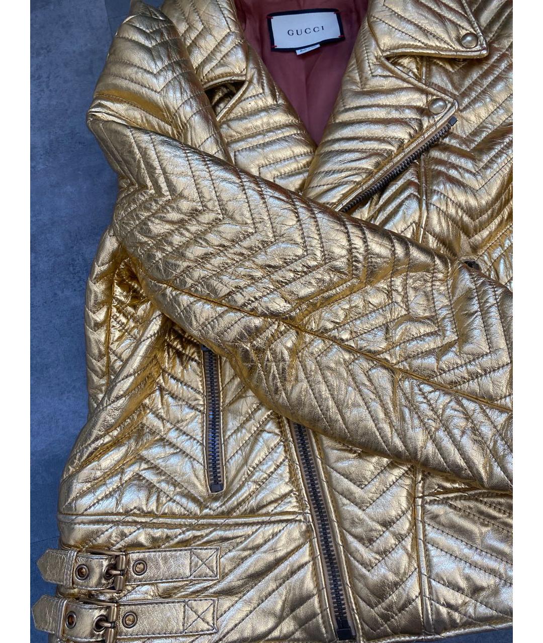GUCCI Золотая кожаная куртка, фото 4