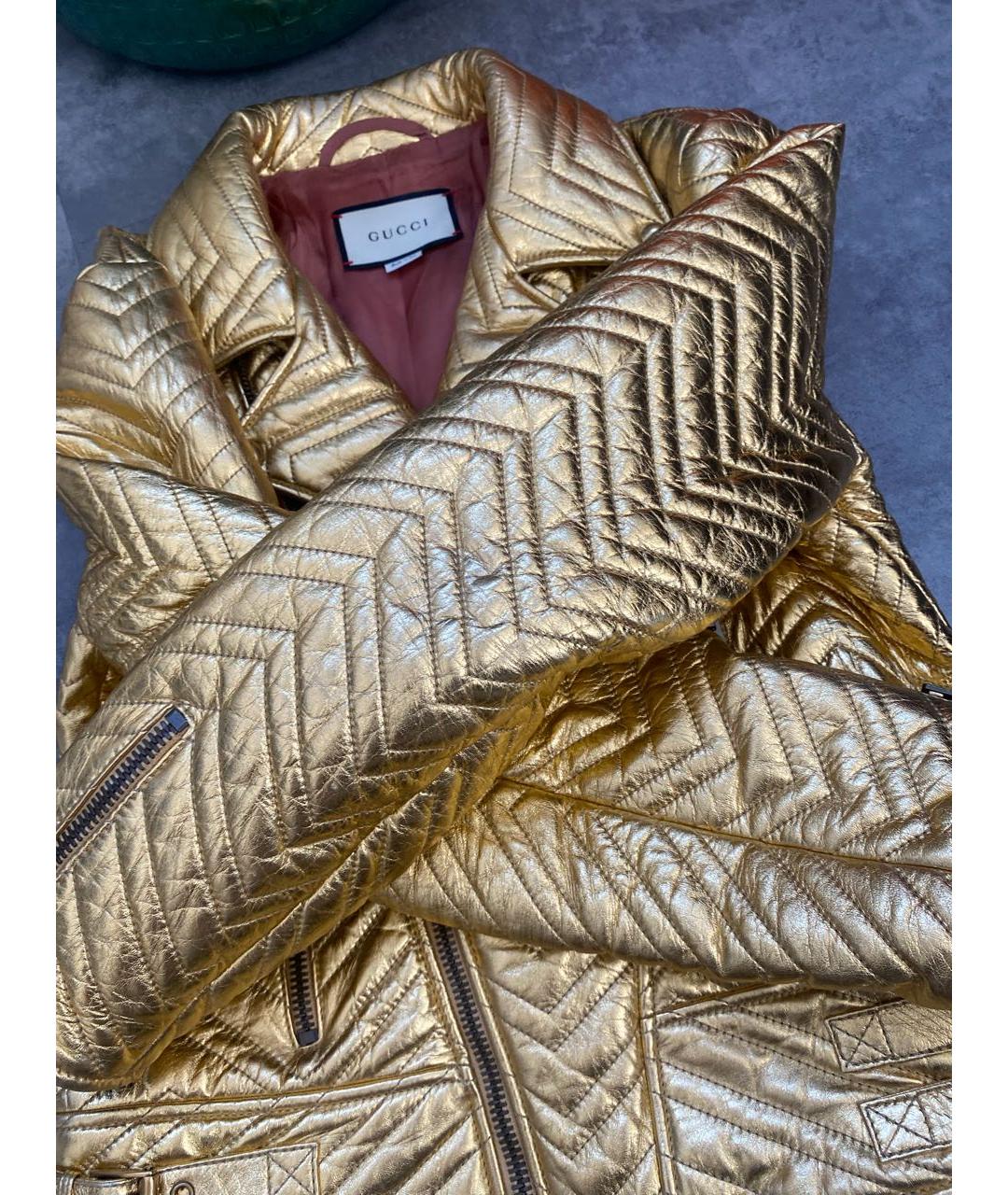 GUCCI Золотая кожаная куртка, фото 5